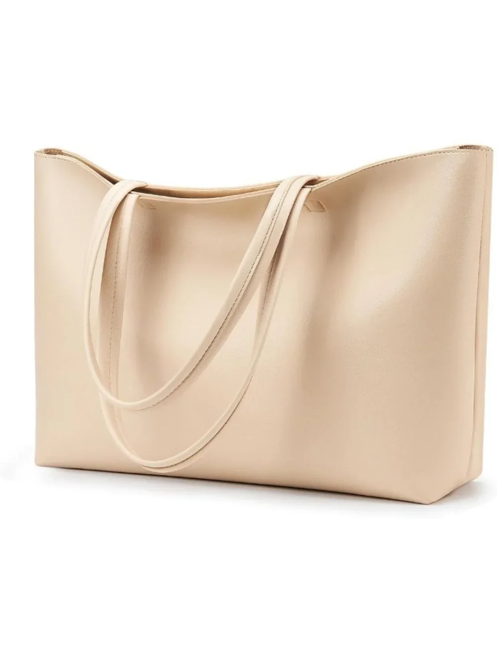 Vegan Leather Tote Bag - Large Zipper Shoulder Purse for Work, College